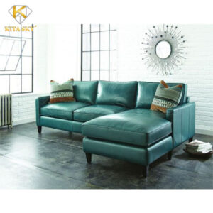 sofa da cho phòng khách màu xanh ngọc