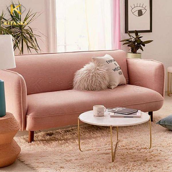 Sofa mini phòng khách giá rẻ màu hồng cam cực ngọt ngào