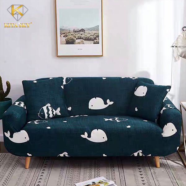Drap phủ sofa cá voi xanh cực xinh