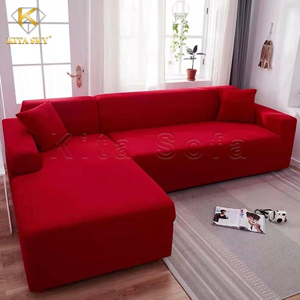 Áo khoác ghế sofa màu đỏ