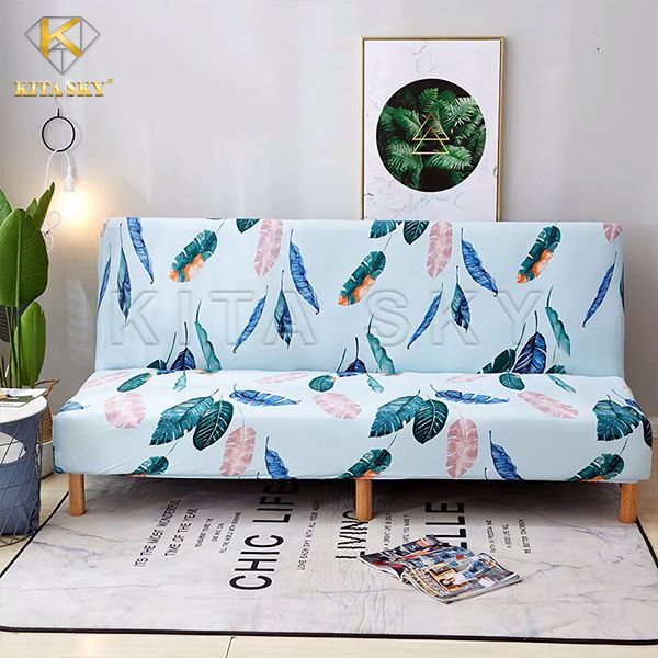 Trùm sofa bed họa tiết lông chim cực xinh