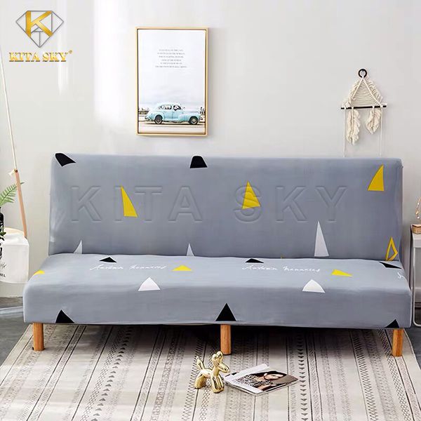 Vỏ bọc sofa bed xám họa tiết tam giác
