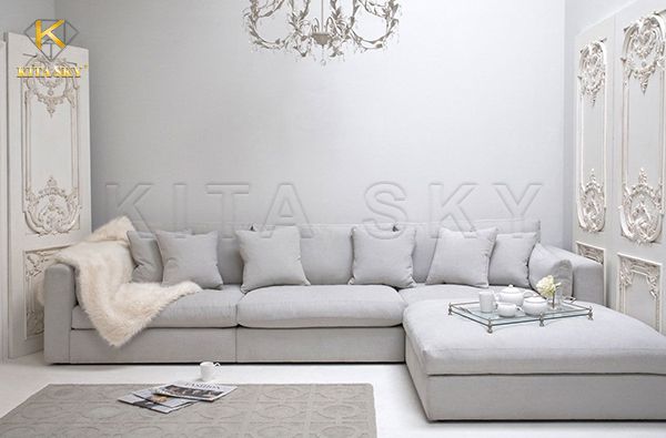 Kiểu sofa hiện đại góc L với form dáng vuông thẳng, giá rẻ dễ đầu tư được phần đông khách hàng lựa chọn